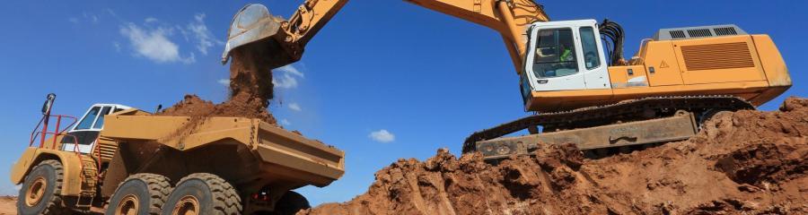 Pelleteuse sur un chantier